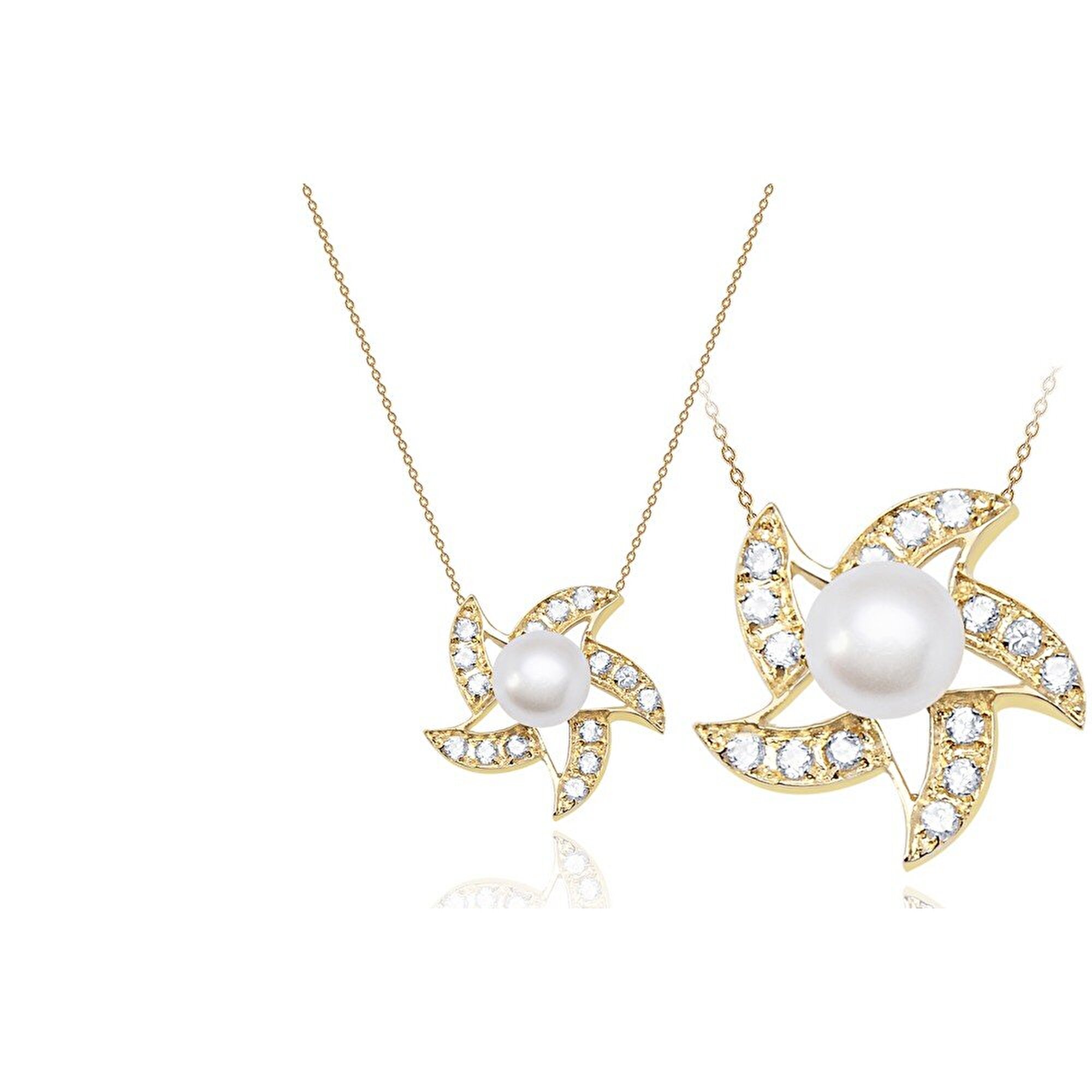 14 Ayar Sarı Altın İnci Kolye