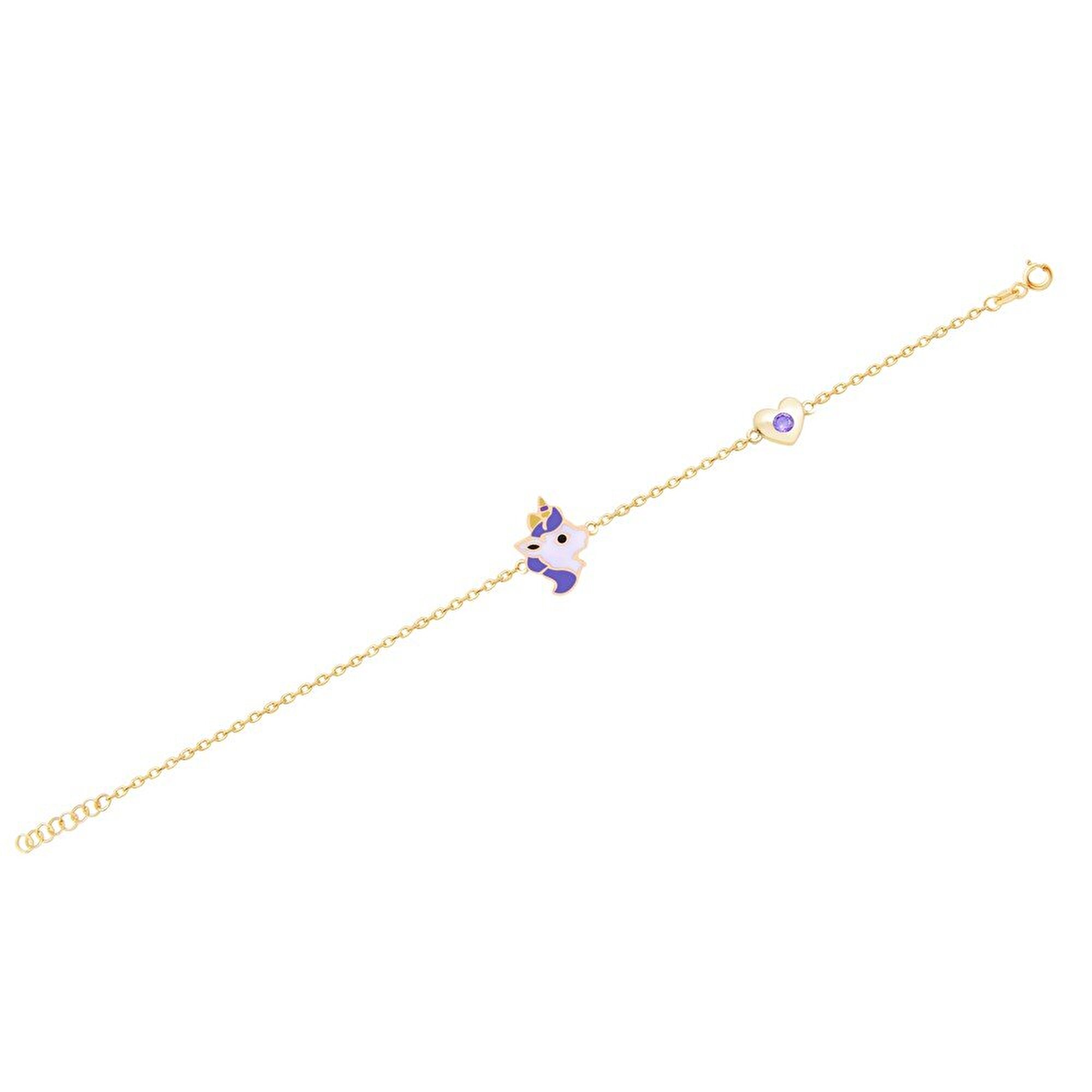 14 Ayar Sarı Altın Unicorn Bileklik