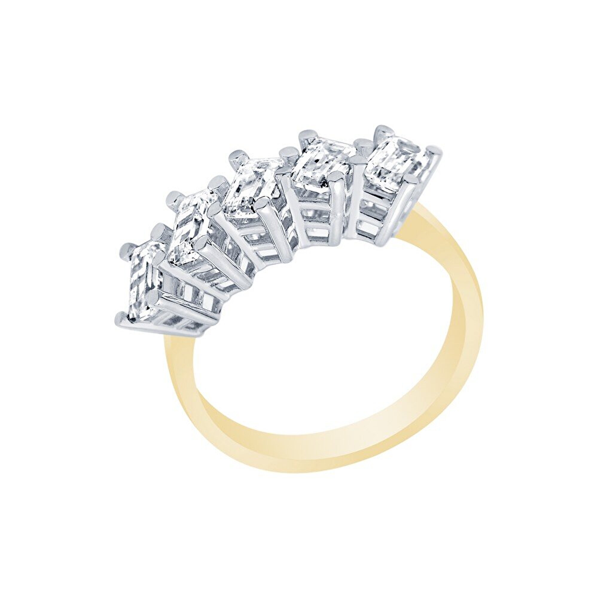 14 Ayar Sarı-Beyaz Altın Beştaş Yüzük