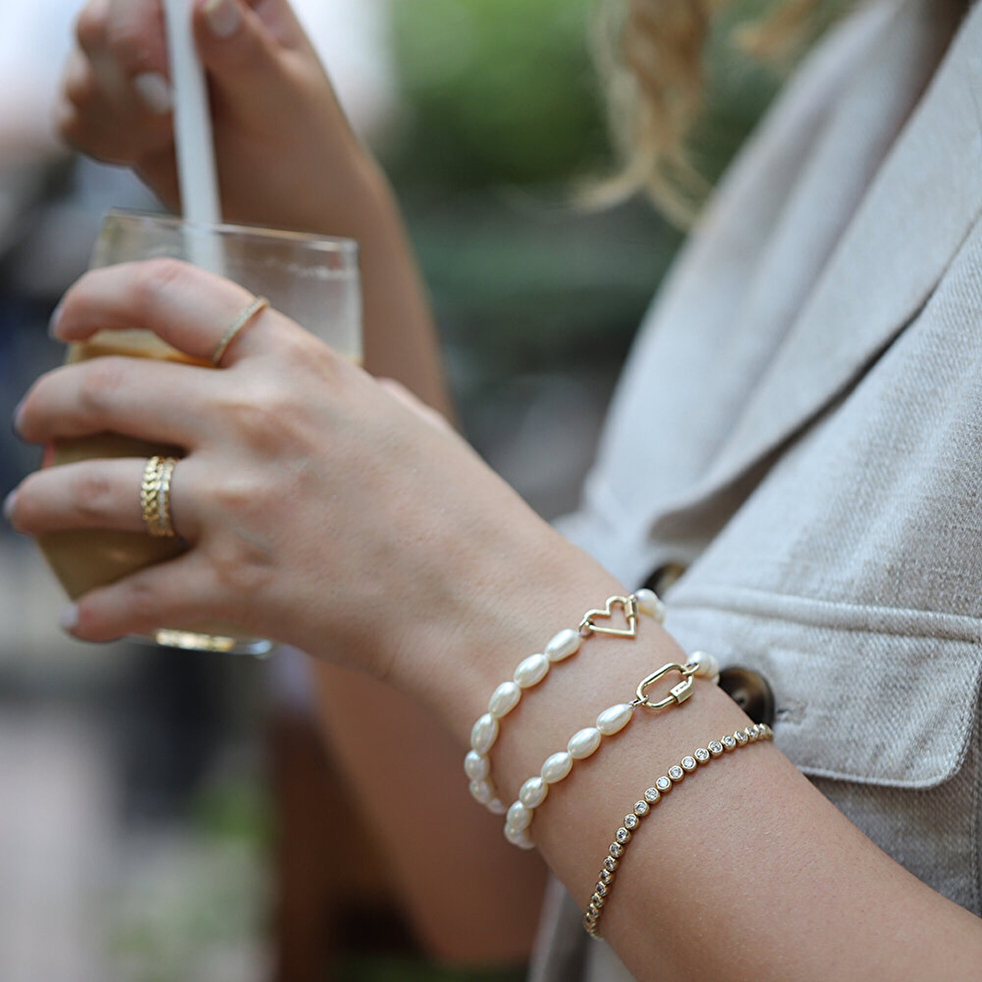 14 Ayar Sarı Altın İnci Bileklik