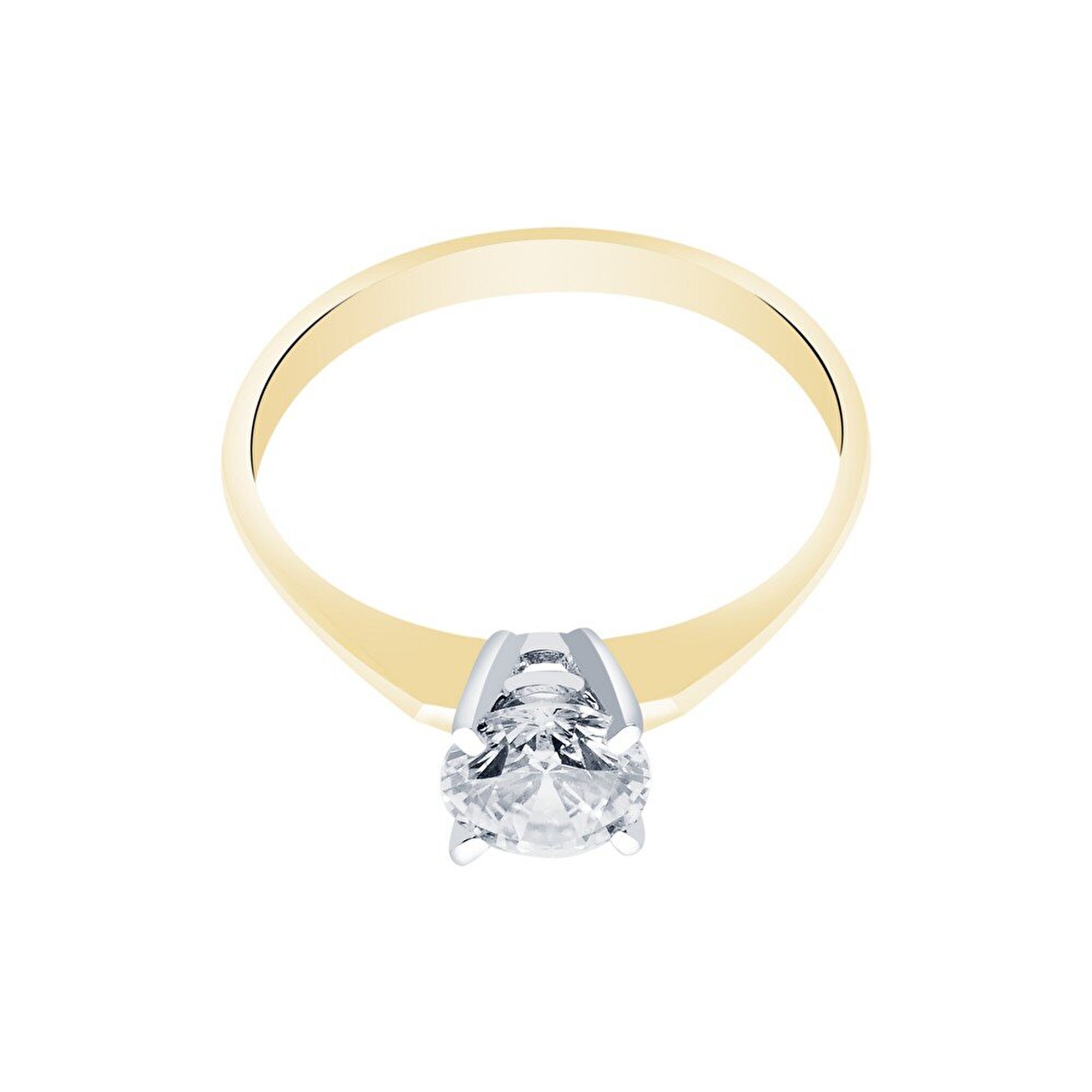 14 Ayar Sarı-Beyaz Altın Tektaş Yüzük