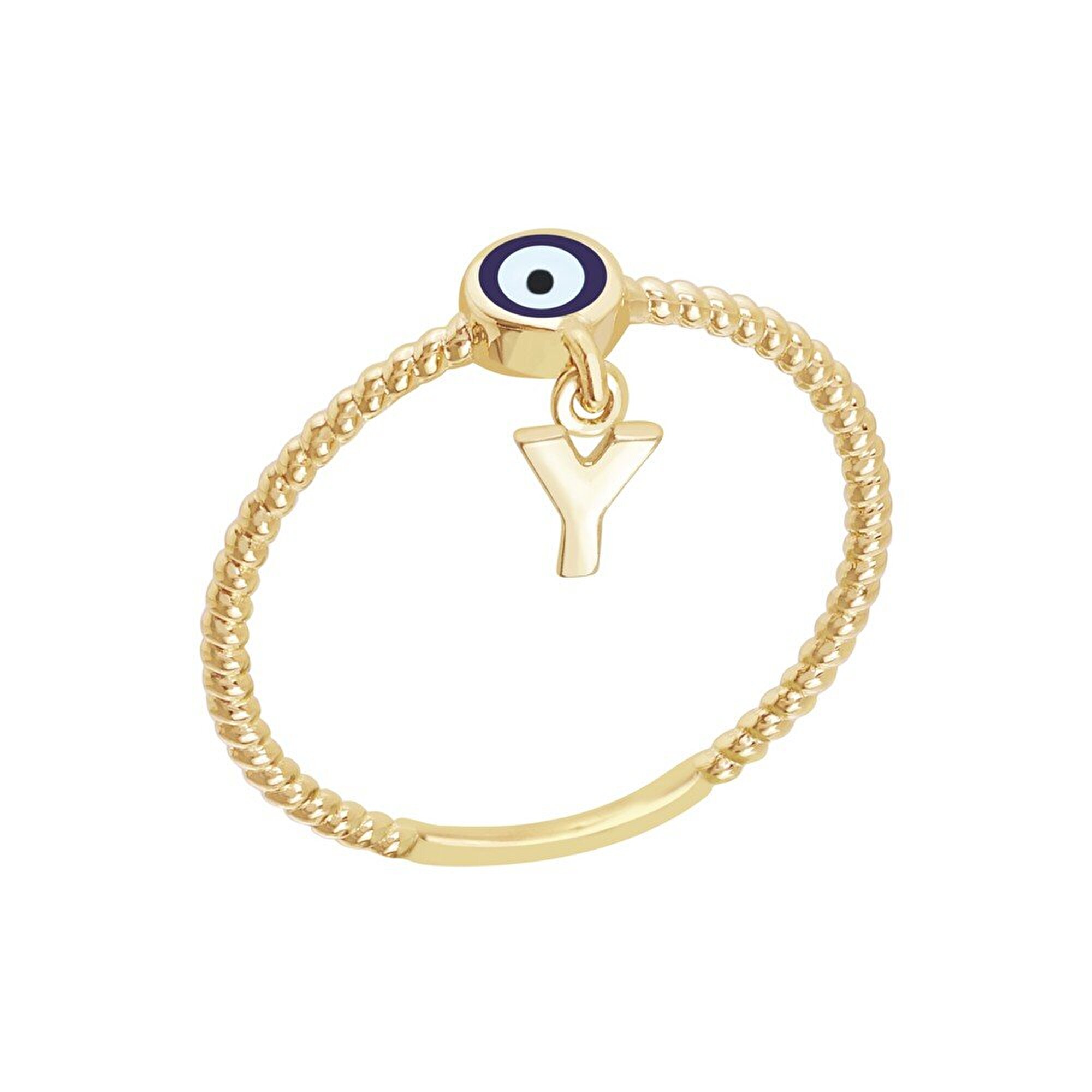 14 Ayar Sarı Altın Y Harf Yüzük