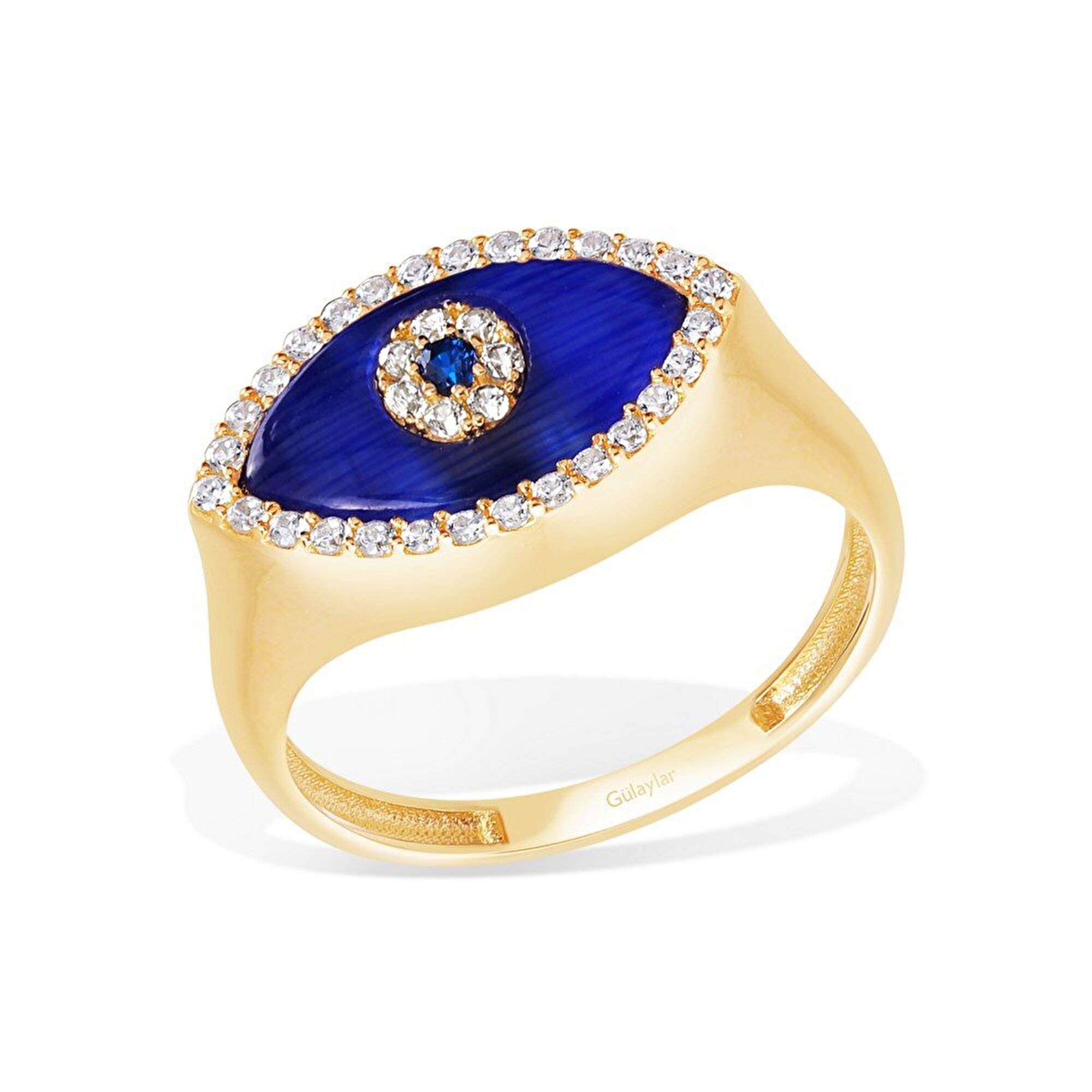 14 Ayar Sarı Altın Göz Figürlü Yüzük