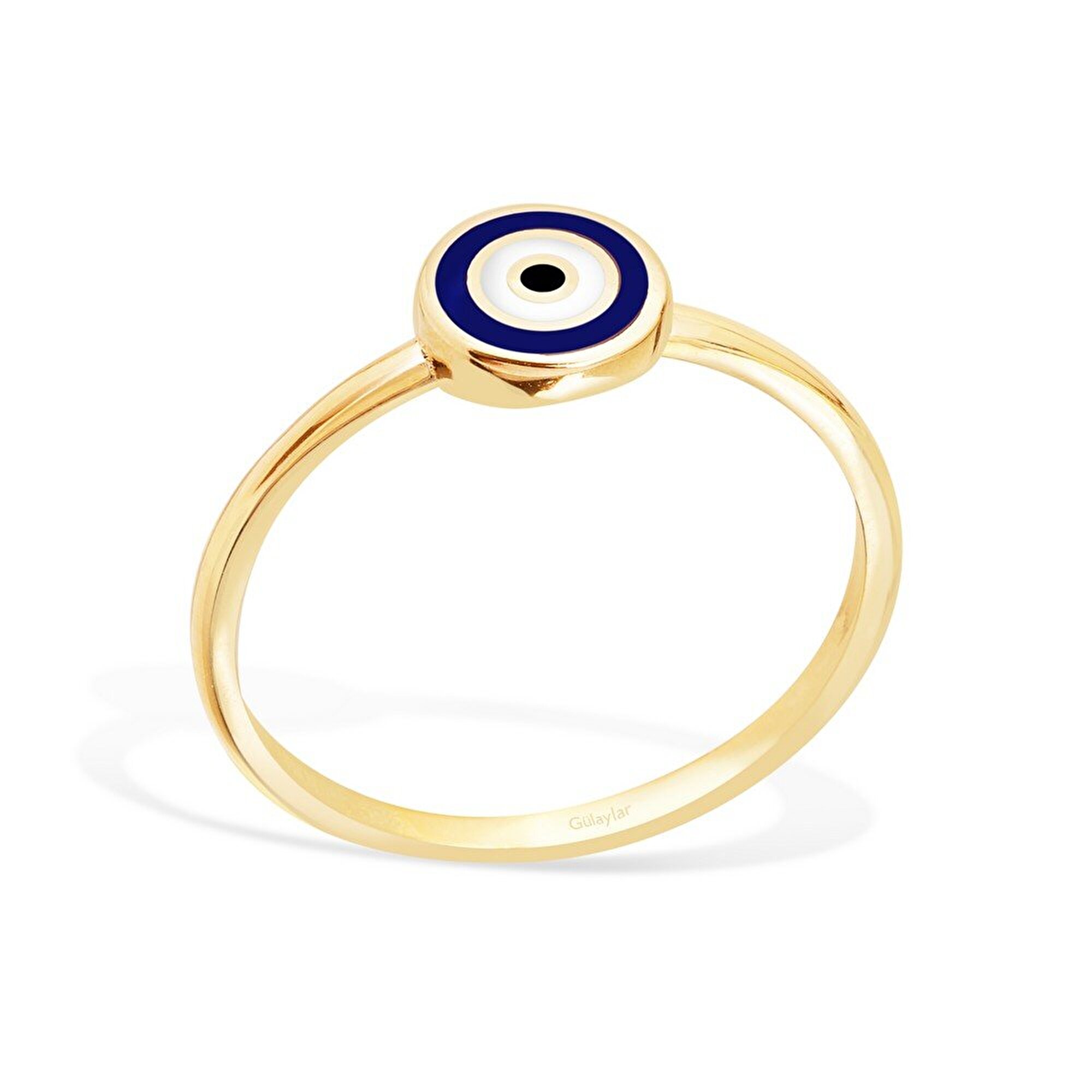 14 Ayar Sarı Altın Mavi Mineli Göz Yüzük