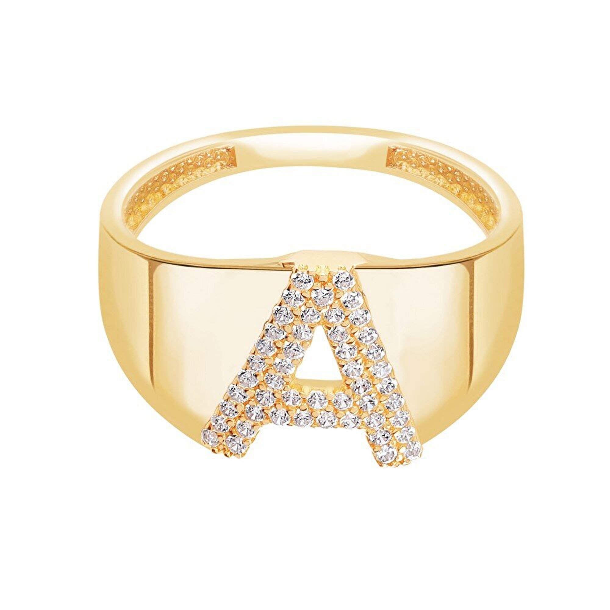 14 Ayar Sarı Altın A Harf Yüzük