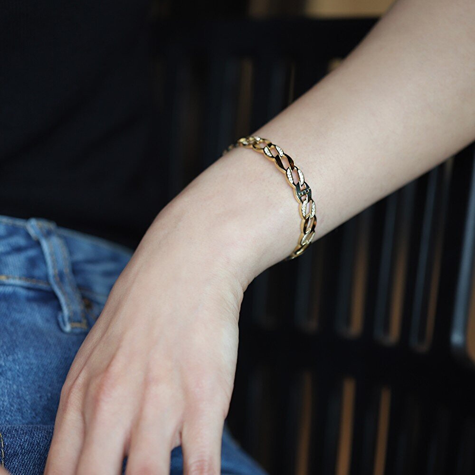 14 Ayar Sarı Altın Gurmet Kelepçe Bilezik