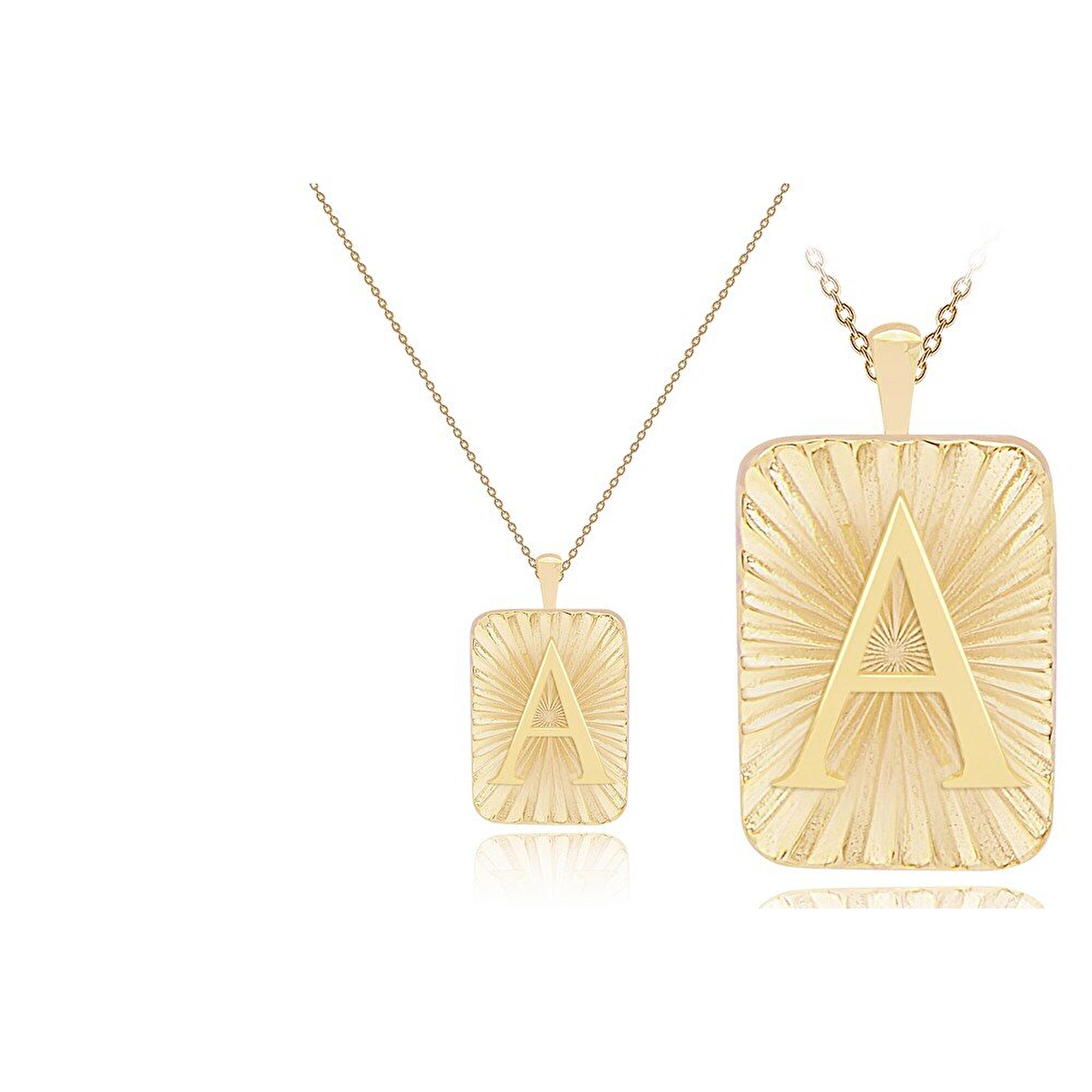 14 Ayar A Harf Plaka Kolye