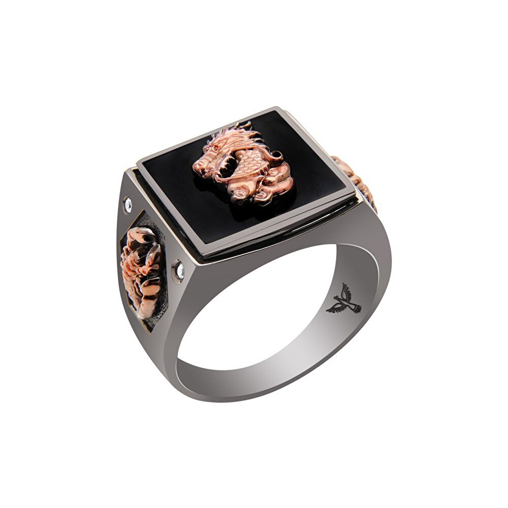 14 Ayar Siyah-Rose Altın Erkek Yüzük