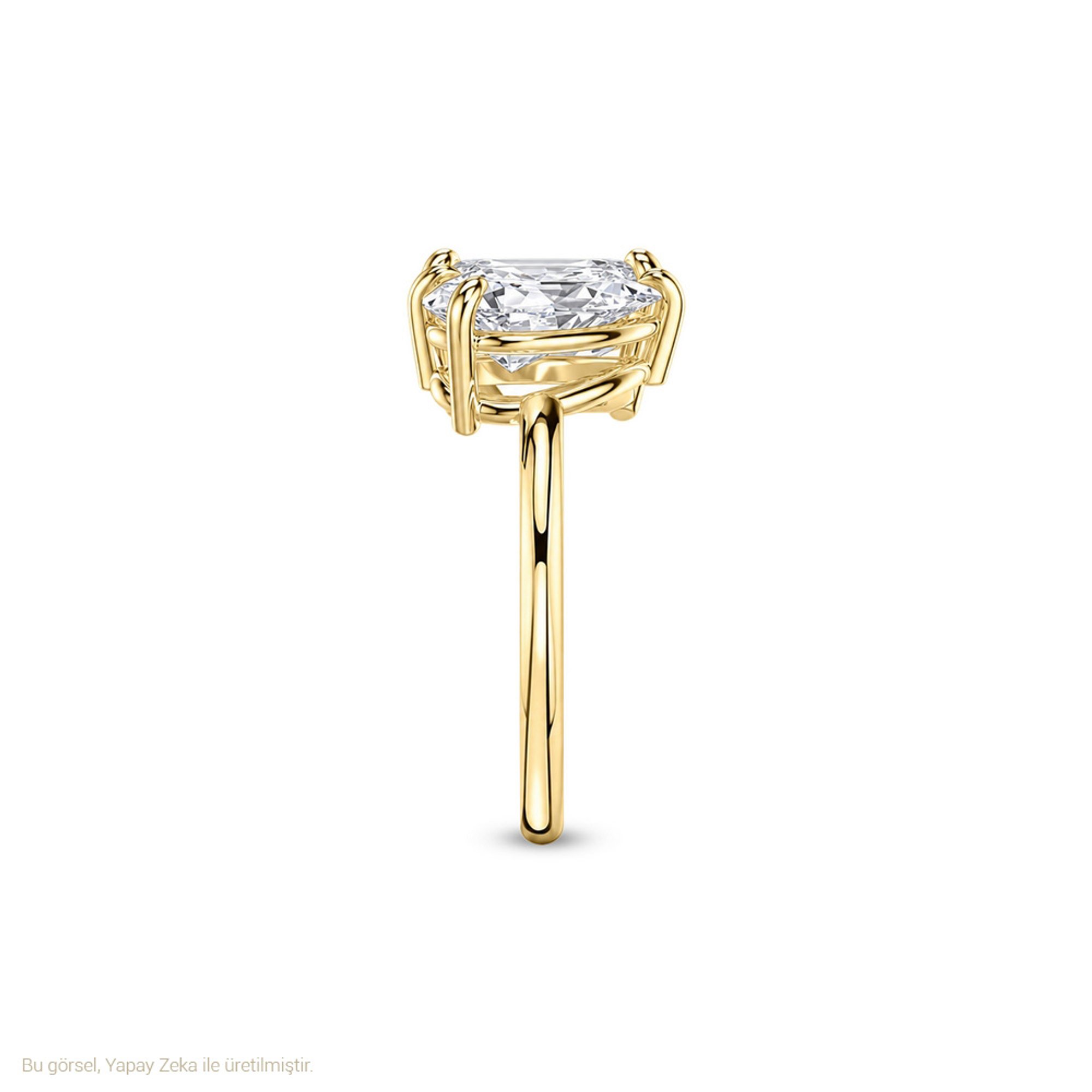 Sarı Altın  Baget Kesim Çift taş yüzük