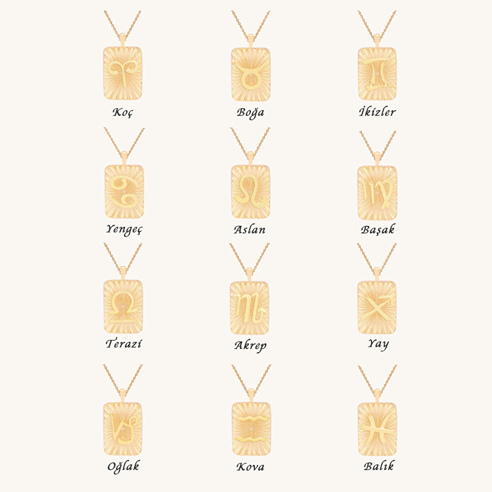 14 Ayar Koç Burç Plaka Kolye