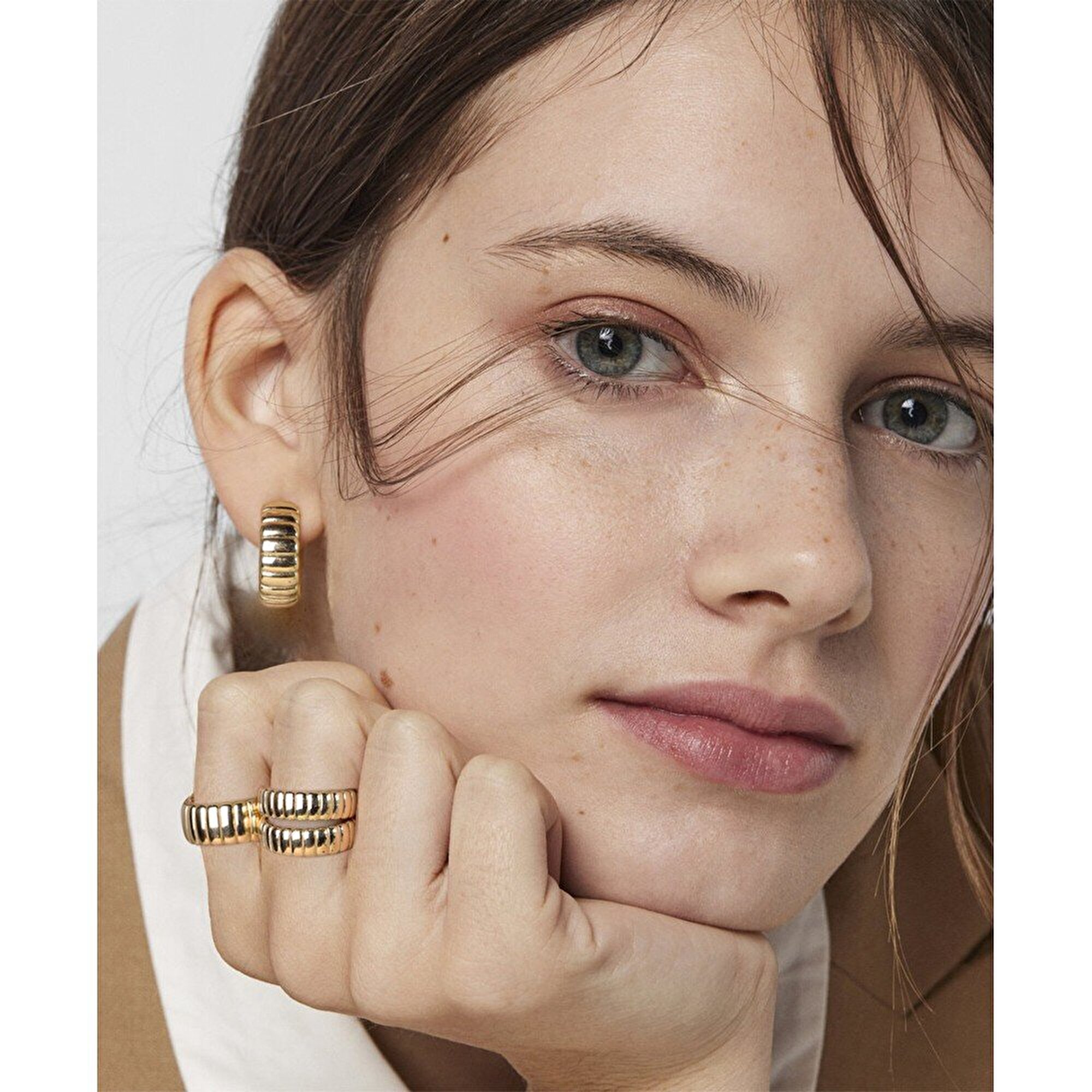 14 Ayar Sarı Altın Taşsız Kruvasan Yüzük