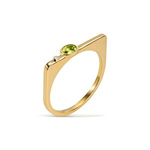 0,01 Karat Pırlanta Peridot Taşlı Yüzük
