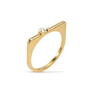 0,01 Karat Pırlanta İnci Taşlı Yüzük