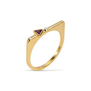 0,16 Karat Pırlanta Ametist Taşlı Yüzük