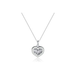 8 Ayar Beyaz Altın Kalp Figürlü Kolye