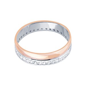 14 Ayar Rose-Beyaz Altın Modern Alyans