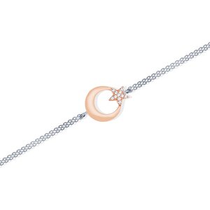 14 Ayar Beyaz-Rose Altın Ayyıldız  Bileklik
