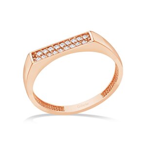 14 Ayar Rose Altın Minimal Taşlı Yüzük