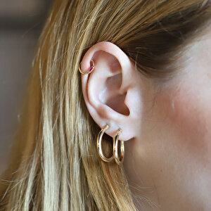 14 Ayar Sarı Altın Pembe Taşlı Helix Piercing