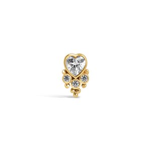 14 Ayar Sarı Altın Kalp Tragus Piercing