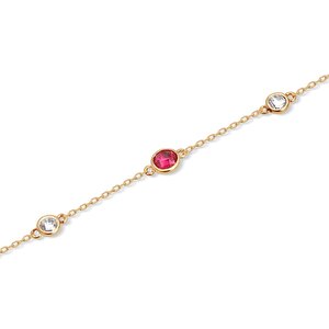 14 Ayar Sarı Altın Kırmızı Taşlı Halhal