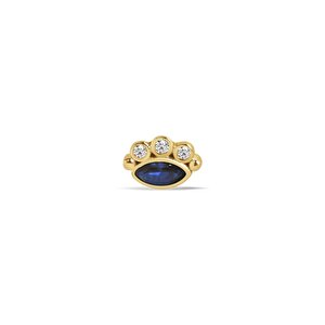 14 Ayar Sarı Altın Mavi Taşlı Göz Tragus Piercing
