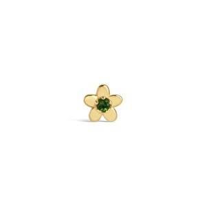 14 Ayar Sarı Altın Yeşil Taşlı Tragus Piercing