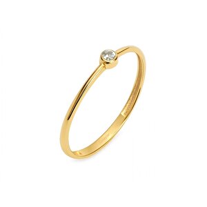 14 Ayar Sarı Altın Taşlı Minimal Yüzük