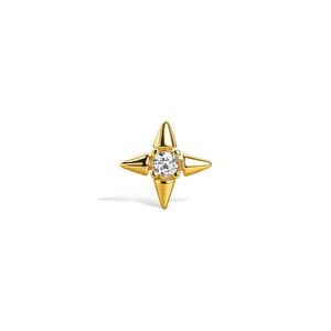 14 Ayar Sarı Altın Taşlı Tragus Piercing