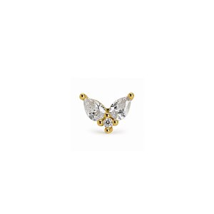 14 Ayar Sarı Altın Taşlı Tragus Piercing