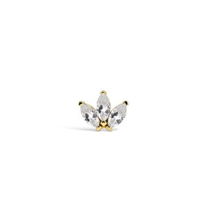14 Ayar Sarı Altın Taşlı Tragus Piercing