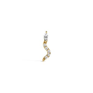 14 Ayar Sarı Altın Taşlı Yılan Tragus Piercing