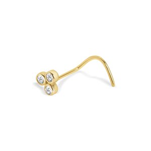 14 Ayar Sarı Altın Taşlı Burun Piercing Hızması