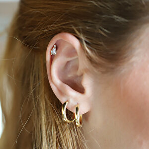 14 Ayar Sarı Altın Damla Taş Tragus Piercing