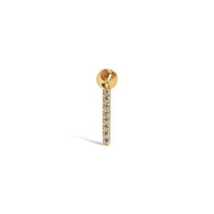 14 Ayar Sarı Altın Taşlı Bar Tragus Piercing