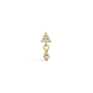 14 Ayar Sarı Altın Taşlı Tragus Piercing