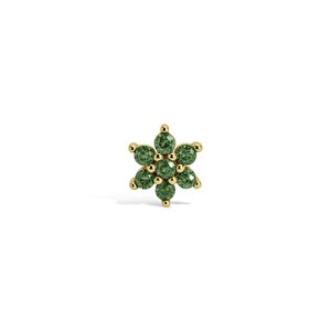 14 Ayar Sarı Altın Yeşil Taşlı Tragus Piercing