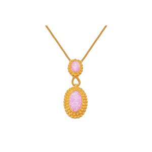 22 Ayar Rose-Beyaz Altın Pembe Taşlı Gerdanlık