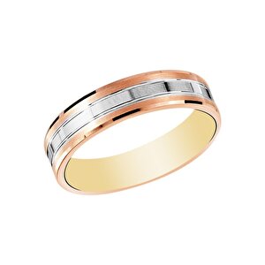 14 Ayar Rose-Beyaz Altın Modern Alyans
