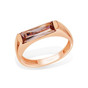 14 Ayar Rose Altın Kahverengi Taşlı Trend Yüzük