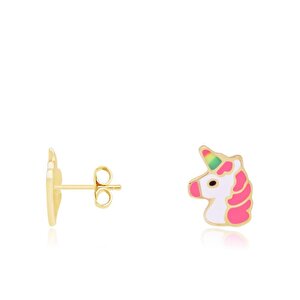 14 Ayar Sarı Altın Unicorn Küpe
