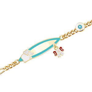 14 Ayar Sarı Altın Künye Bileklik