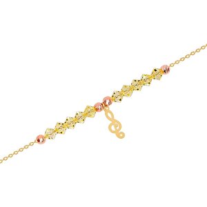 14 Ayar Sarı-Rose Altın Sarı Taşlı Bileklik