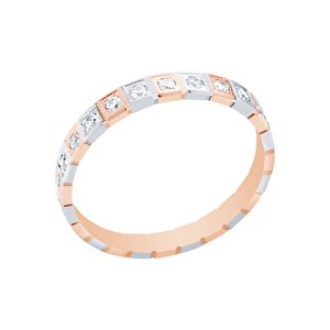 14 Ayar Beyaz-Rose Altın Modern Alyans