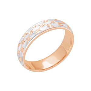 14 Ayar Beyaz-Rose Altın Modern Alyans