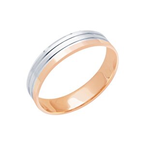 14 Ayar Beyaz-Rose Altın Modern Alyans