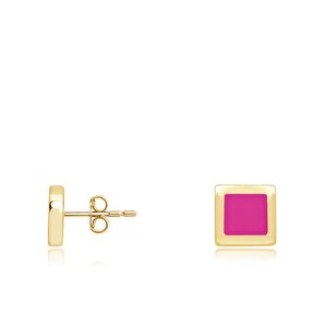 14 Ayar Pembe Mineli Minimal Küpe