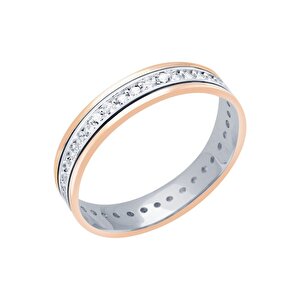 14 Ayar Beyaz-Rose Altın Modern Alyans
