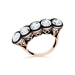 8 Ayar Rose Altın Elmas Görünümlü Yüzük