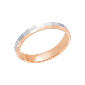 14 Ayar Beyaz-Rose Altın Modern Alyans